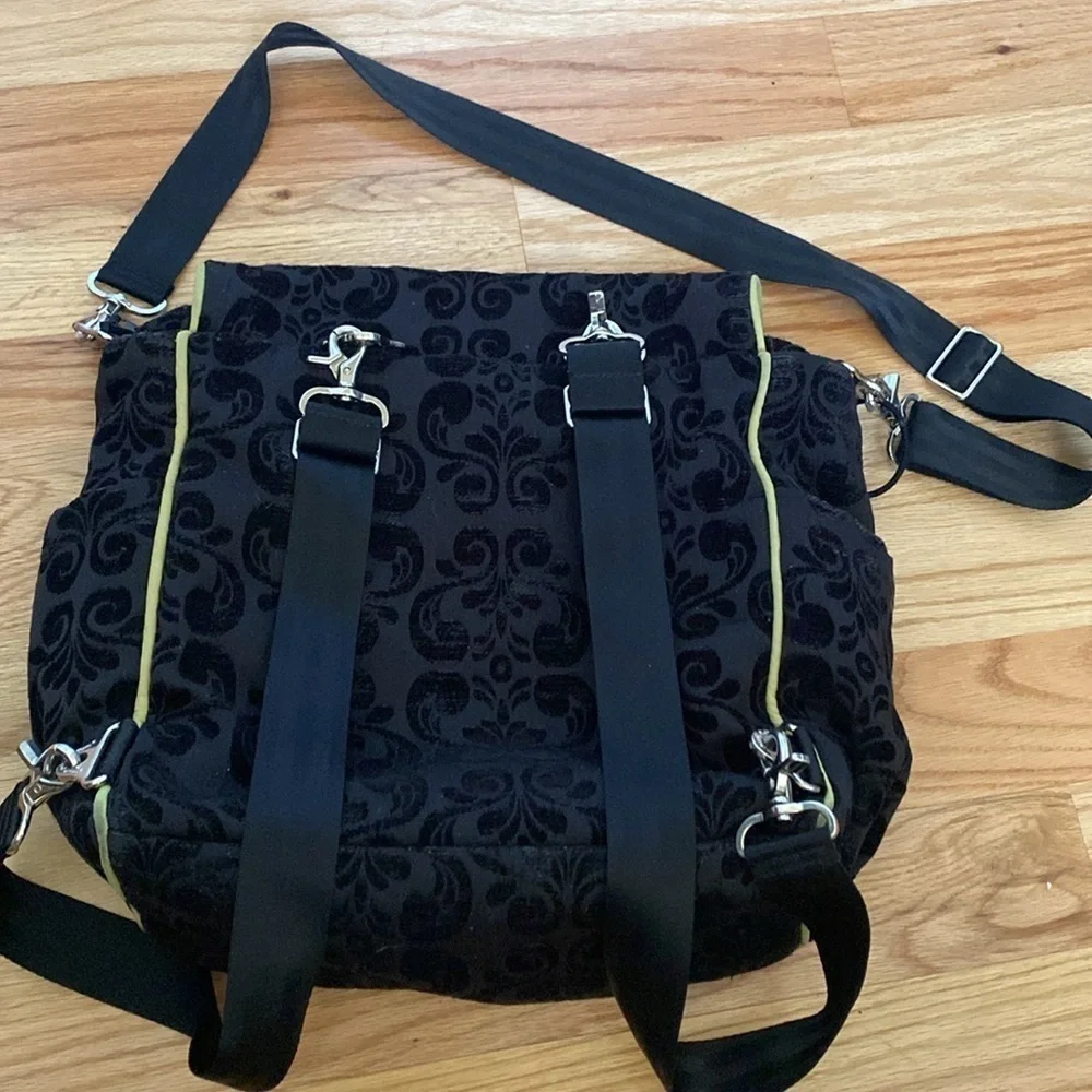 Petunia Pickle Bottom Diaper Bag Backpack Black/Lime velvet burnout fairy grunge